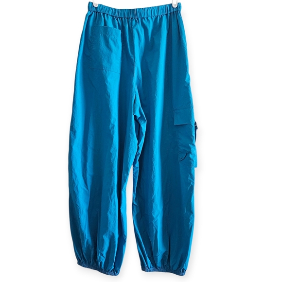 Urban Outfitters Jana Nylon Balloon High-Rise Cargo Pants Pull On Dance Blue M - Picture 3 of 8